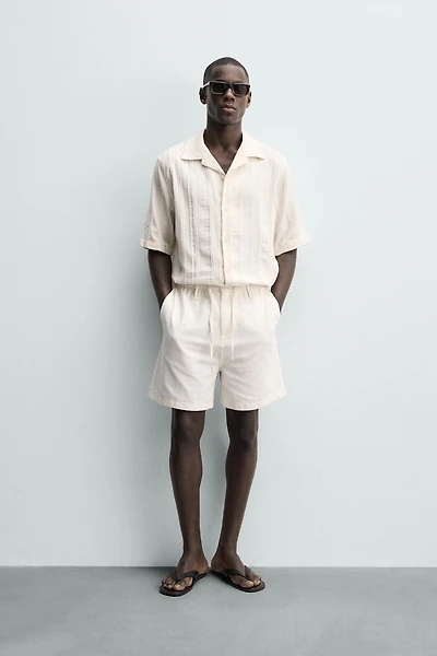 REGULAR FIT COTTON BLEND SHORTS