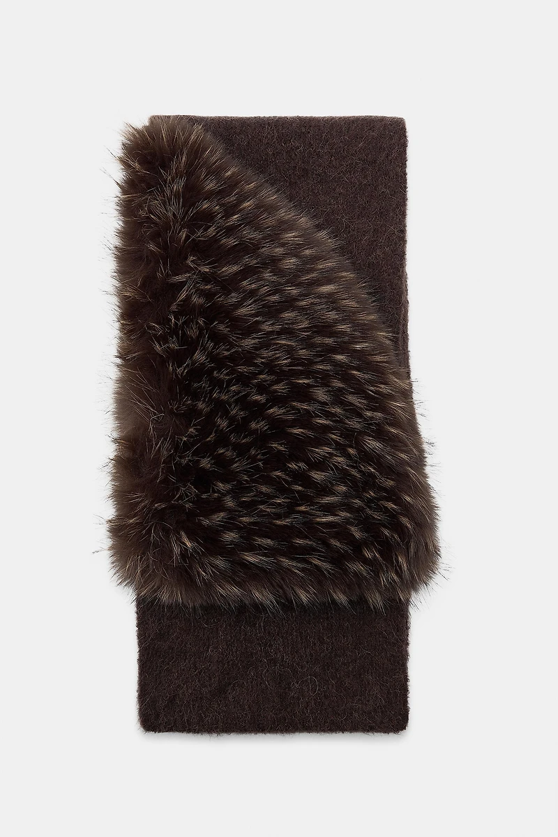FAUX FUR EFFECT KNIT SCARF