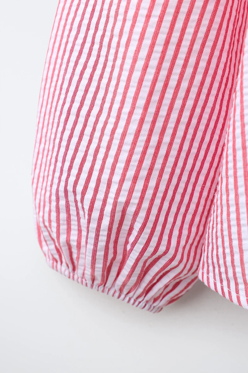 HEART AND STRIPE PETER PAN COLLAR SHIRT