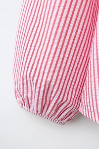 HEART AND STRIPE PETER PAN COLLAR SHIRT