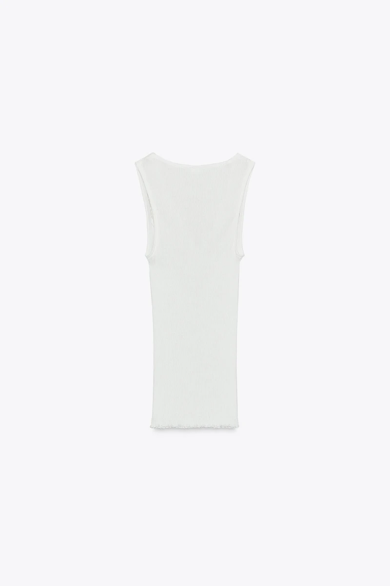 T-SHIRT CÔTELÉ DENTELLE