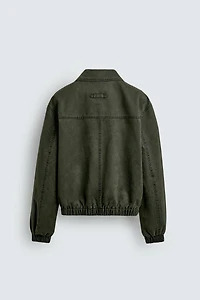 WASHED EFFECT FAUX SUEDE JACKET