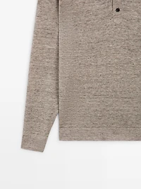 Pull en maille 100 % lin à col polo