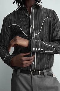 CONTRAST PIPING WESTERN SHIRT