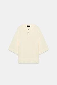 POLO EN MAILLE À MANCHES TROIS-QUARTS