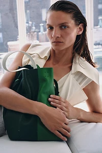 LARGE COLORBLOCK LEATHER BAG