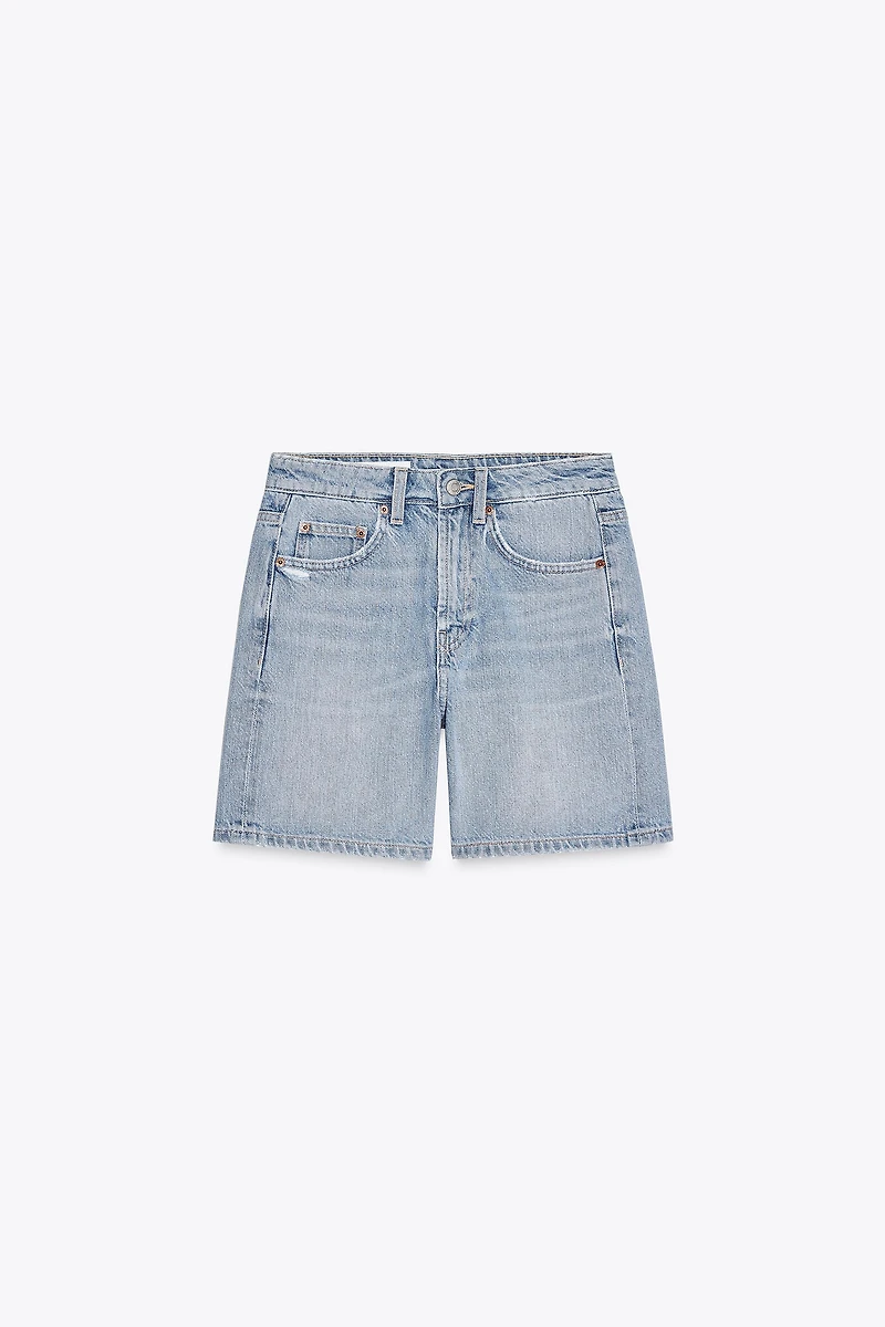SHORT EN JEAN TRF À TAILLE MI-HAUTE