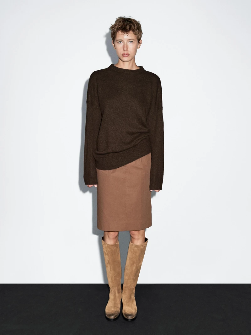 100% cashmere oversize sweater with elbow patches