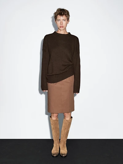 100% cashmere oversize sweater with elbow patches