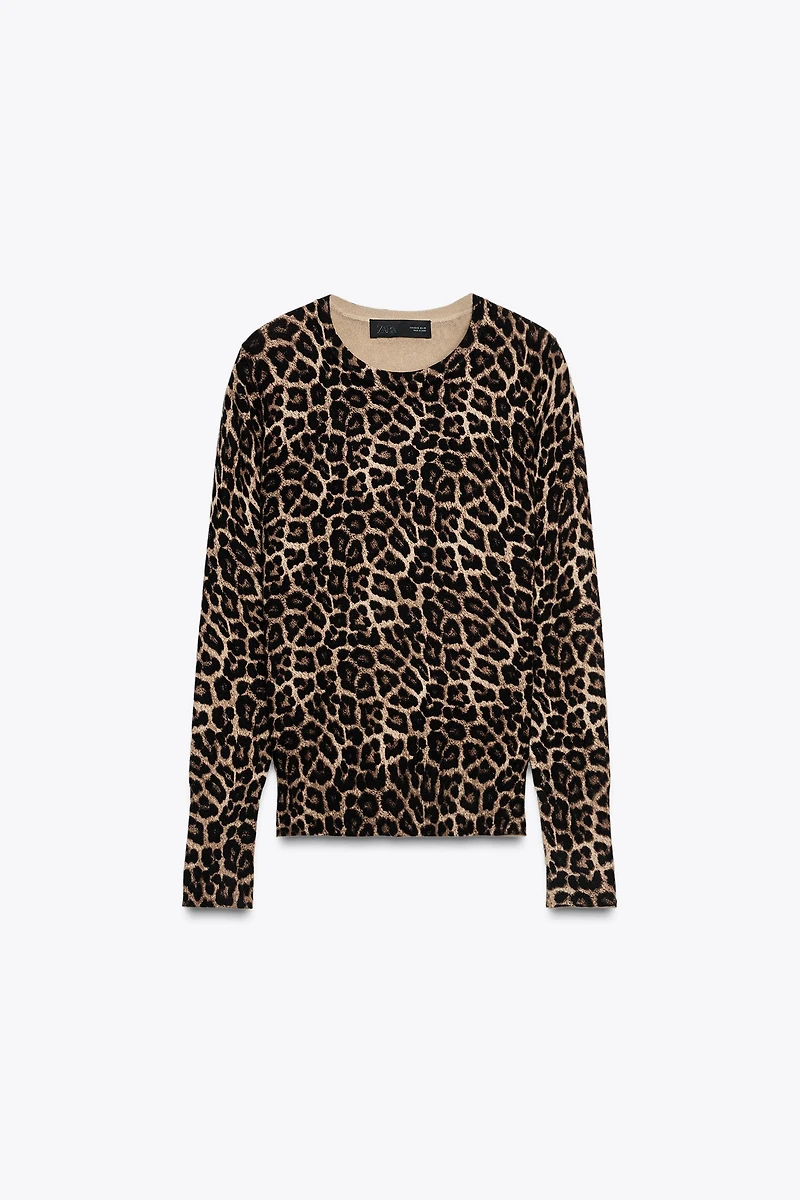 PULL EN MAILLE IMPRIMÉ ANIMAL