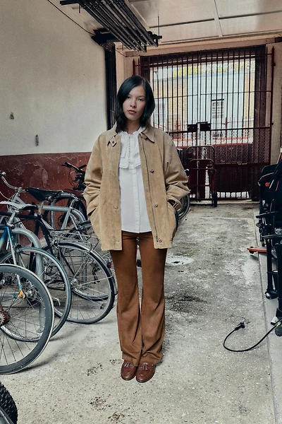 FAUX LEATHER FLARE PANTS