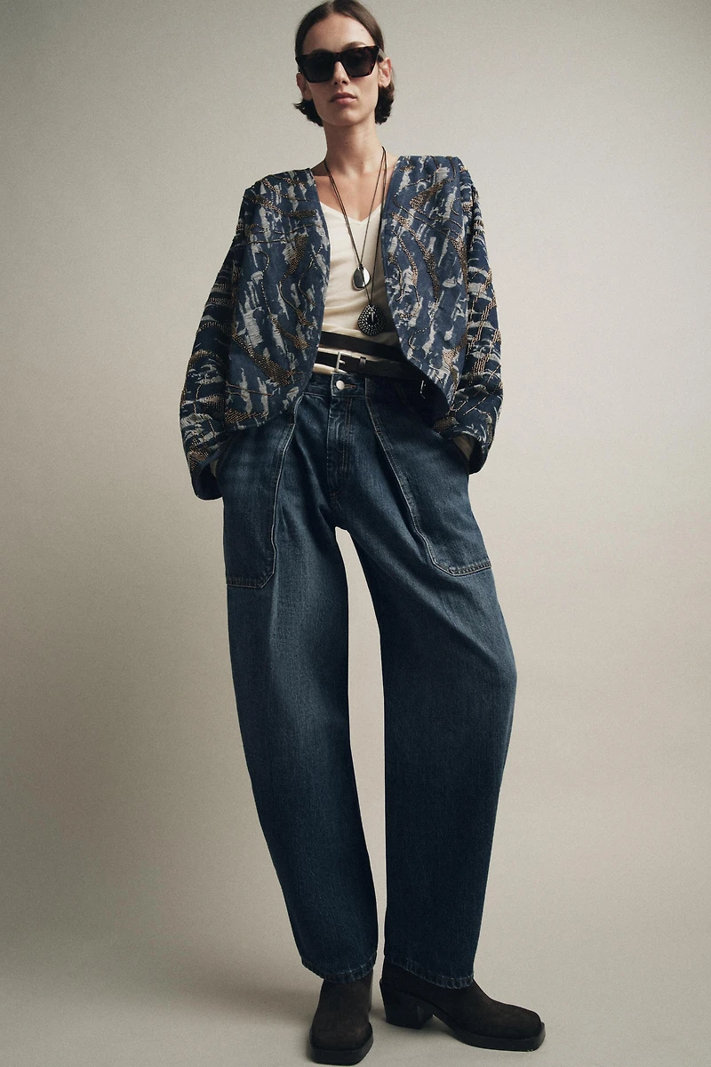 KIMONO MATELASSÉ EFFET DENIM FANTAISIE