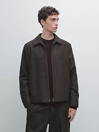 Blouson à rayures en laine mélangée