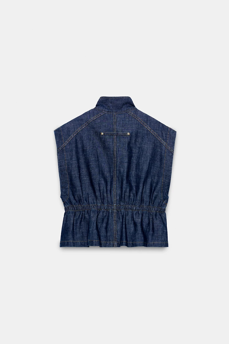 LINEN VEST WITH ELASTIC WAIST