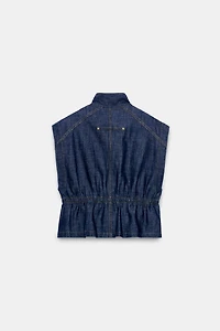 LINEN VEST WITH ELASTIC WAIST