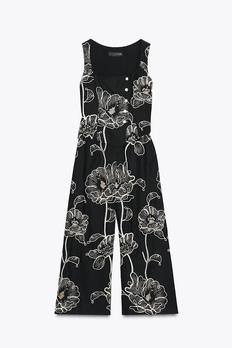 FLORAL EMBROIDERED JUMPSUIT