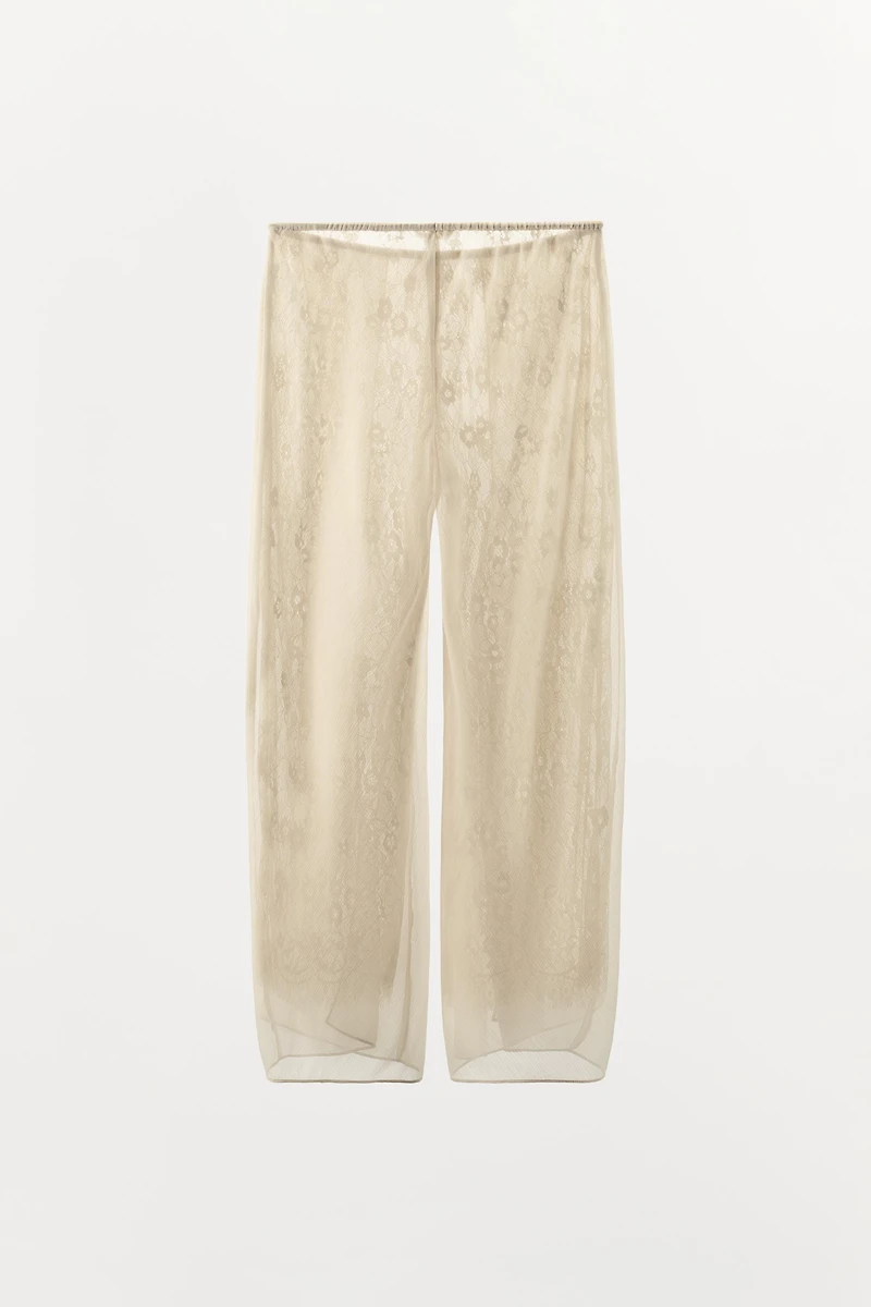COMBINATION GEORGETTE LACE PANTS