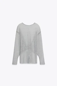 METALLIC THREAD BATWING SLEEVE TOP