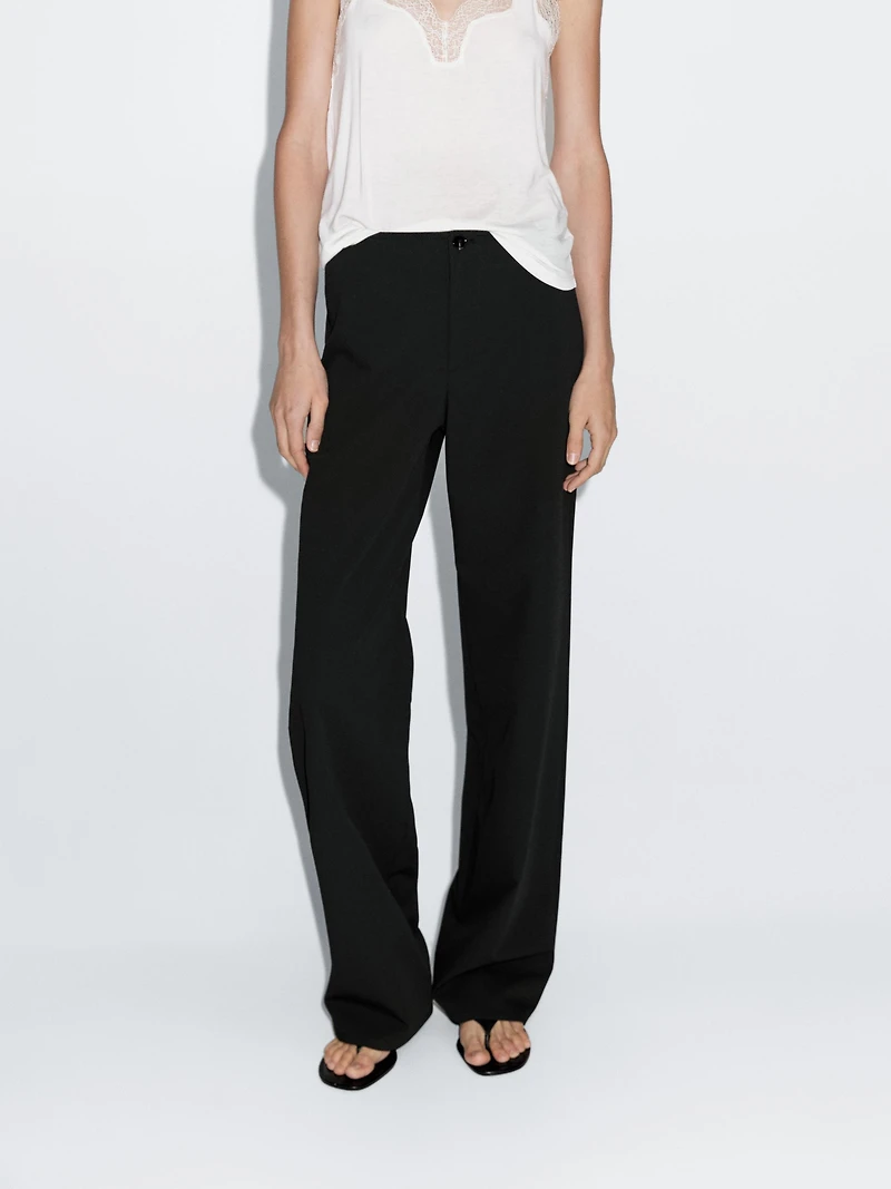 Mid-waist straight-leg trousers