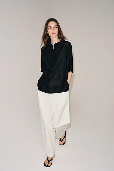 SHORT SLEEVE FLOWY BLOUSE ZW COLLECTION