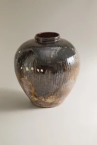 GRAND VASE EN GRÈS À RAYURES