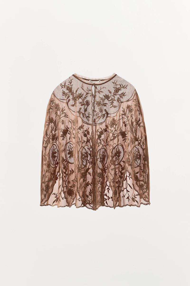 LIMITED EDITION GEORGETTE EMBROIDERED LAYER TOP