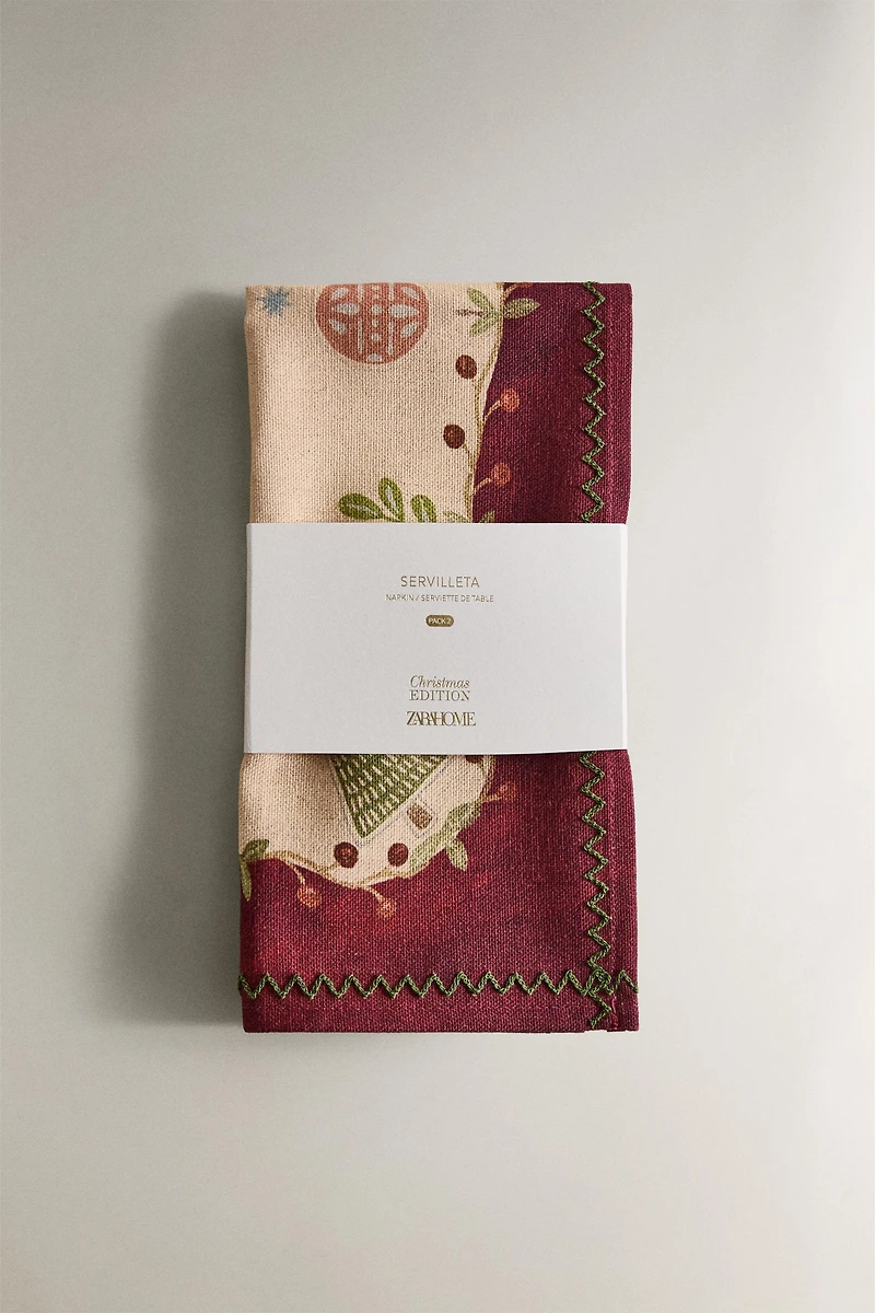 SET OF CHRISTMAS PRINT NAPKINS (SET OF 2)
