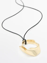 Leather cord necklace with irregular pendant