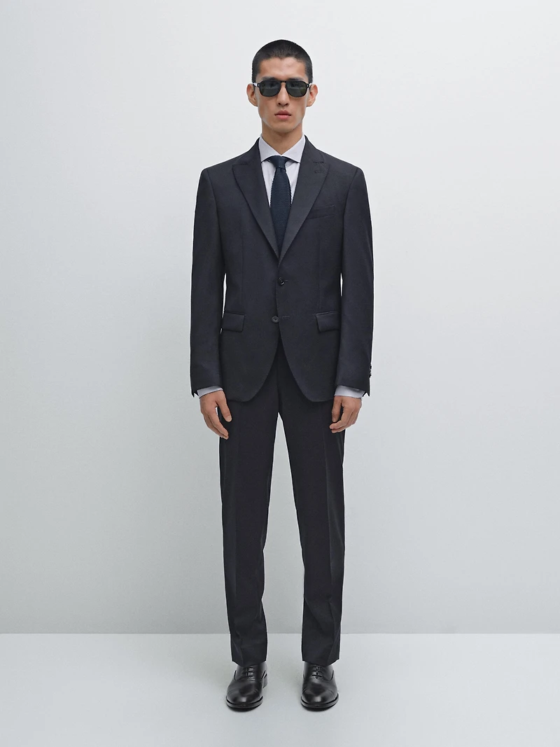 Plain 100% wool suit blazer