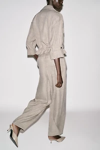 HEATHERED WIDE LEG PANTS