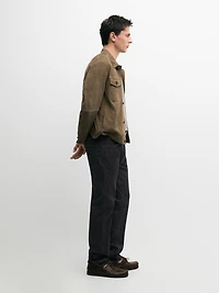 Distressed effect leather jacket with pockets