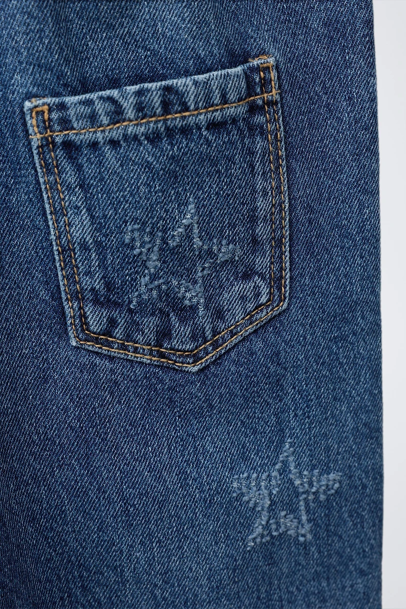 SALOPETTE LONGUE EN DENIM ÉTOILES BRODÉES