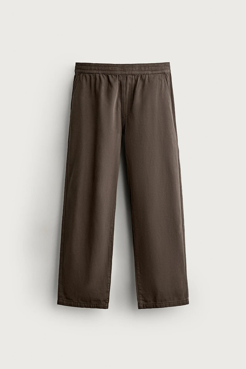 RELAXED FIT HERRINGBONE PANTS