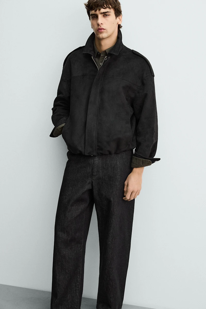 FAUX SUEDE CROPPED FIT JACKET