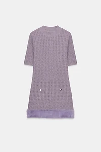 TEXTURED FAUX FUR DRESS