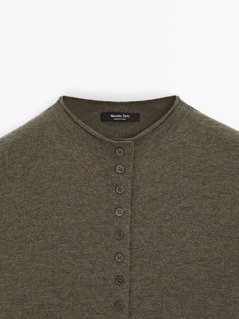 Cropped wool blend knit vest