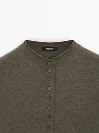 Cropped wool blend knit vest