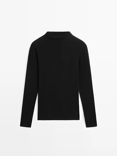 Ribbed long sleeve cotton T-shirt