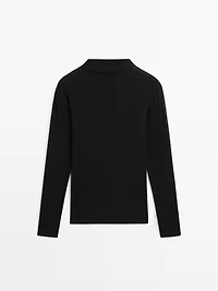 Ribbed long sleeve cotton T-shirt