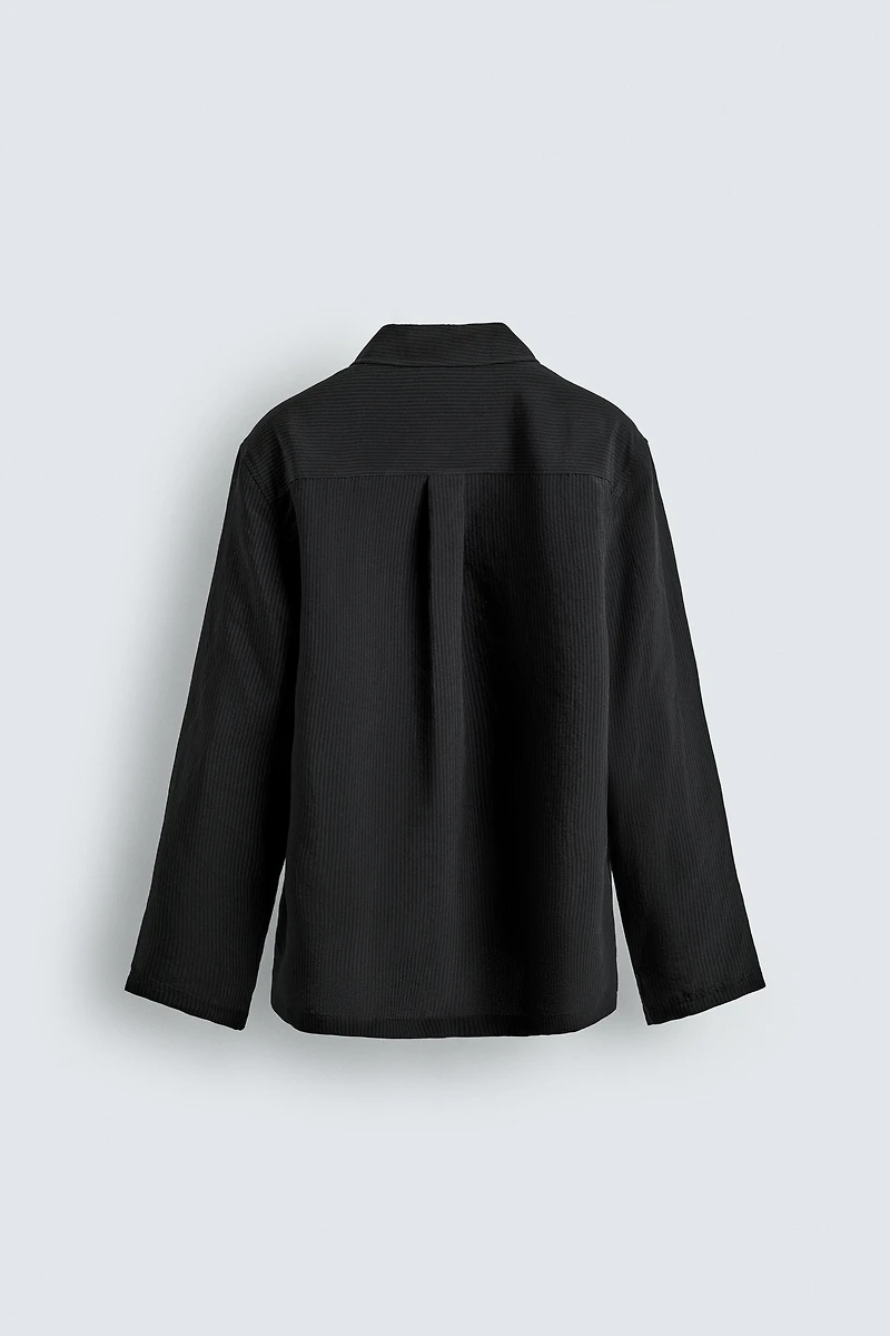 STRIPED JACQUARD FLOWY OVERSHIRT