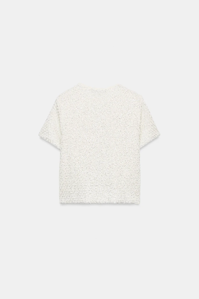 METALLIC THREAD SEQUIN CARDIGAN
