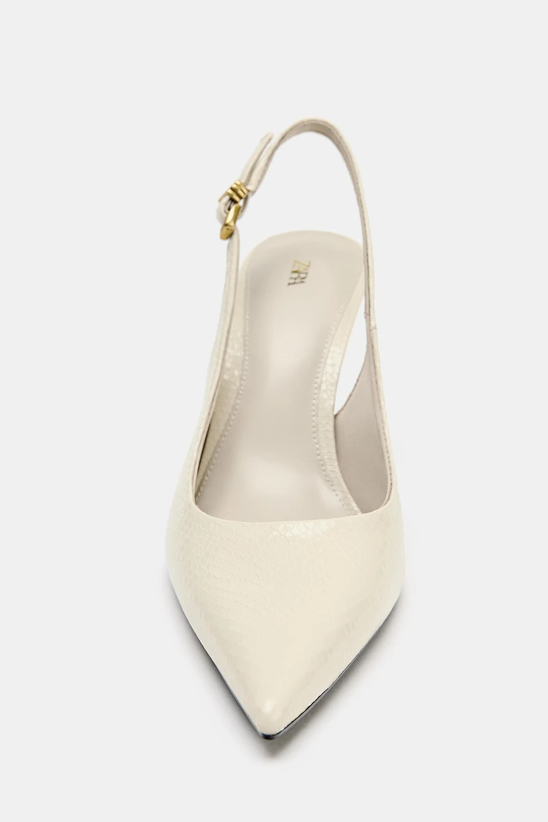 EMBOSSED SLINGBACK HEELS