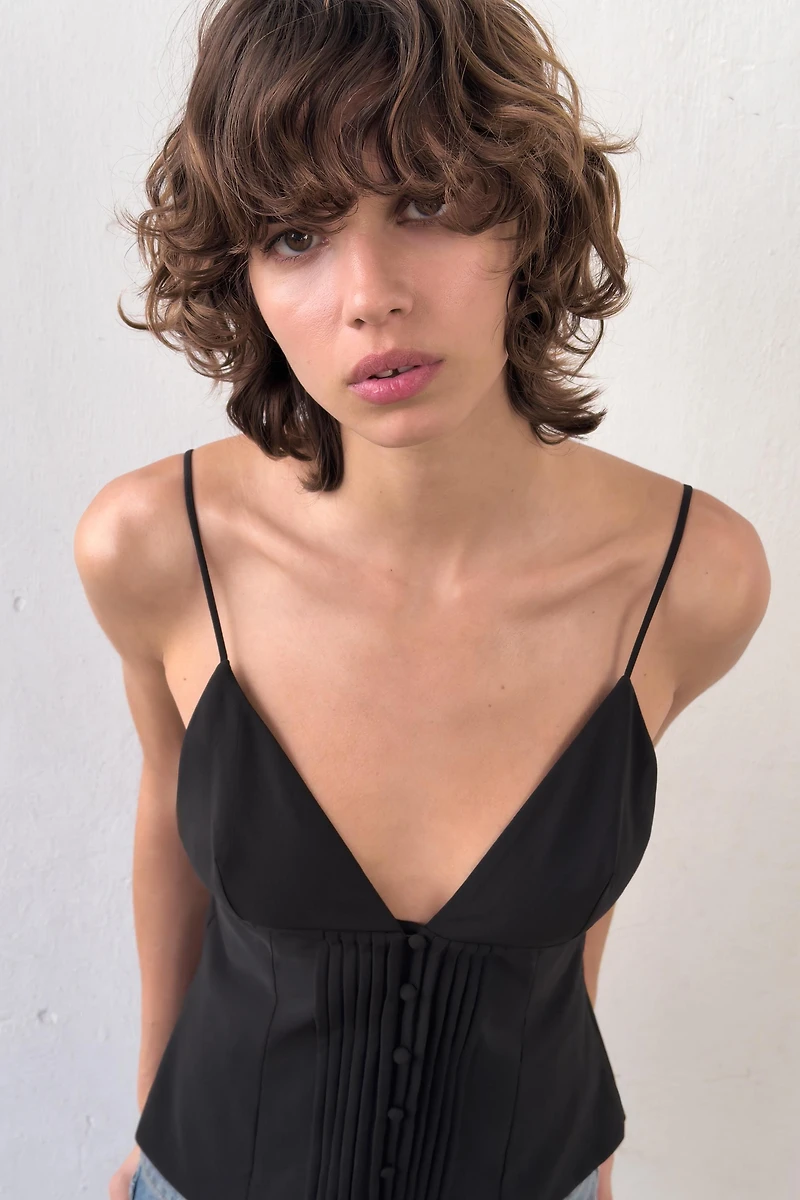 PLEATED STRAP TOP