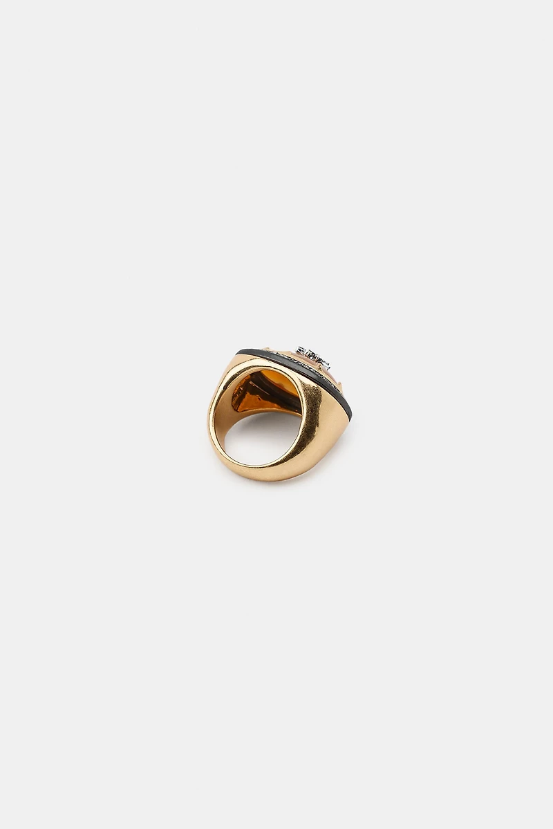 BAGUE OVALE PIERRE ET BRILLANTS