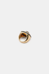 BAGUE OVALE PIERRE ET BRILLANTS