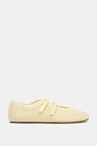 SATIN EFFECT TOPSTITCHED BALLET FLATS