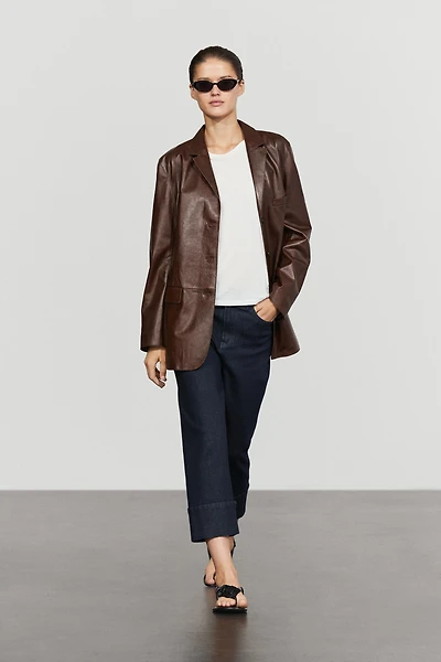 Nappa leather blazer with pocket detail