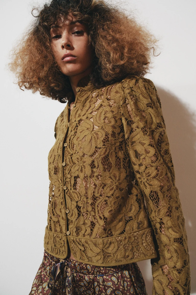 ZW COLLECTION LACE JACKET WITH BALLOON SLEEVES