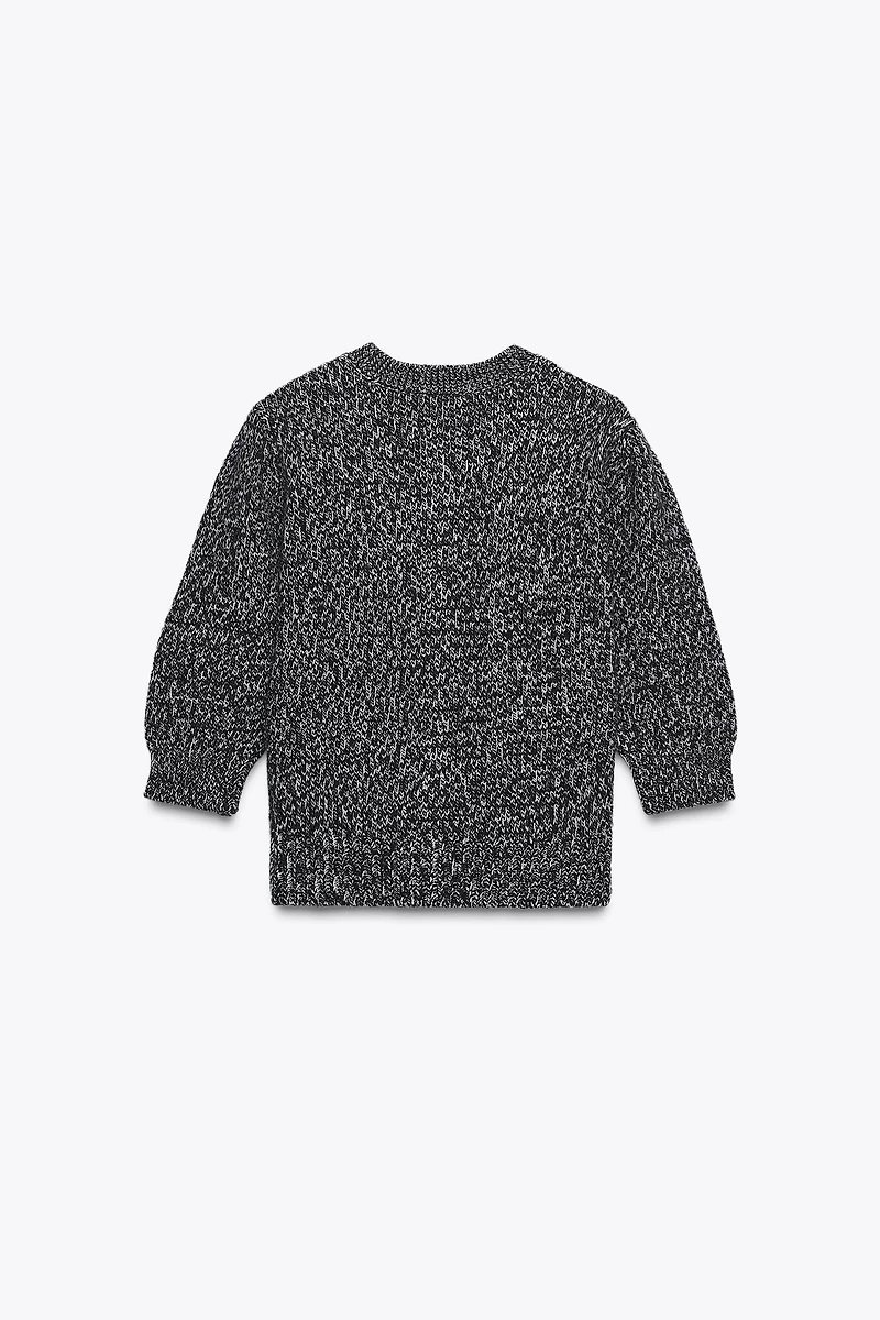 VESTE EN MAILLE MANCHES 3/4 BOUFFANTES