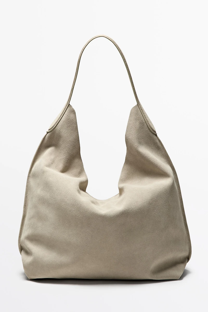 Maxi sac à bandoulière croûte de cuir